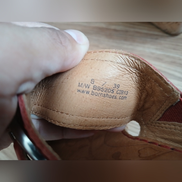 Born Red Leather Wedge Sandals - Picture 5 of 10